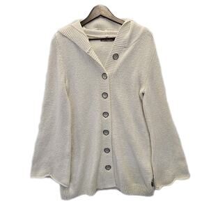 prAna Willow Cardigan XL Ivory Hooded Sweater Boho Coastal Grandmother Slouchy